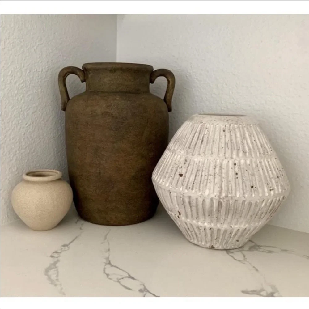 Studio McGee Carved Vase Cream Small